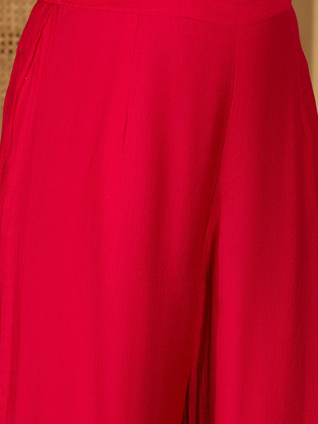 Rani Embroidered Shoulder Strap Kurta With Pant & Dupatta Kurta Set