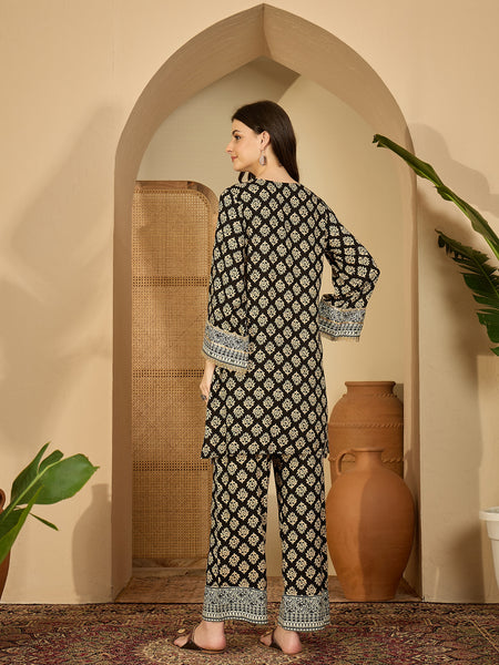 Printed & Embroidered Straight Kurta  With Trousers Kurta Set Set