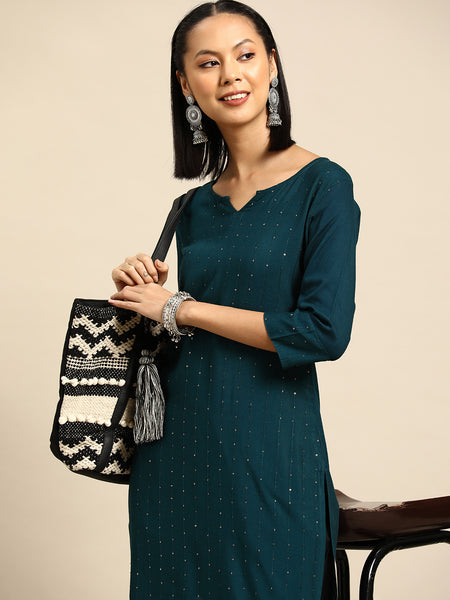 Embroidered Sequinned Kurta