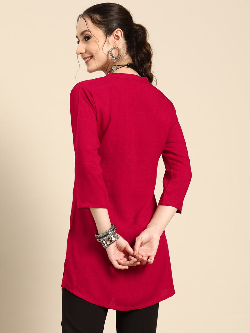 Printed Mandarin Collar Kurti
