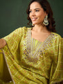 Bandhani Printed Gotta Patti Asymmetric Kaftan With Dhoti Pant