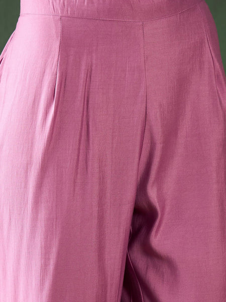 Yoke Design V-Neck Mirror Work Kaftan Kurta With Trousers