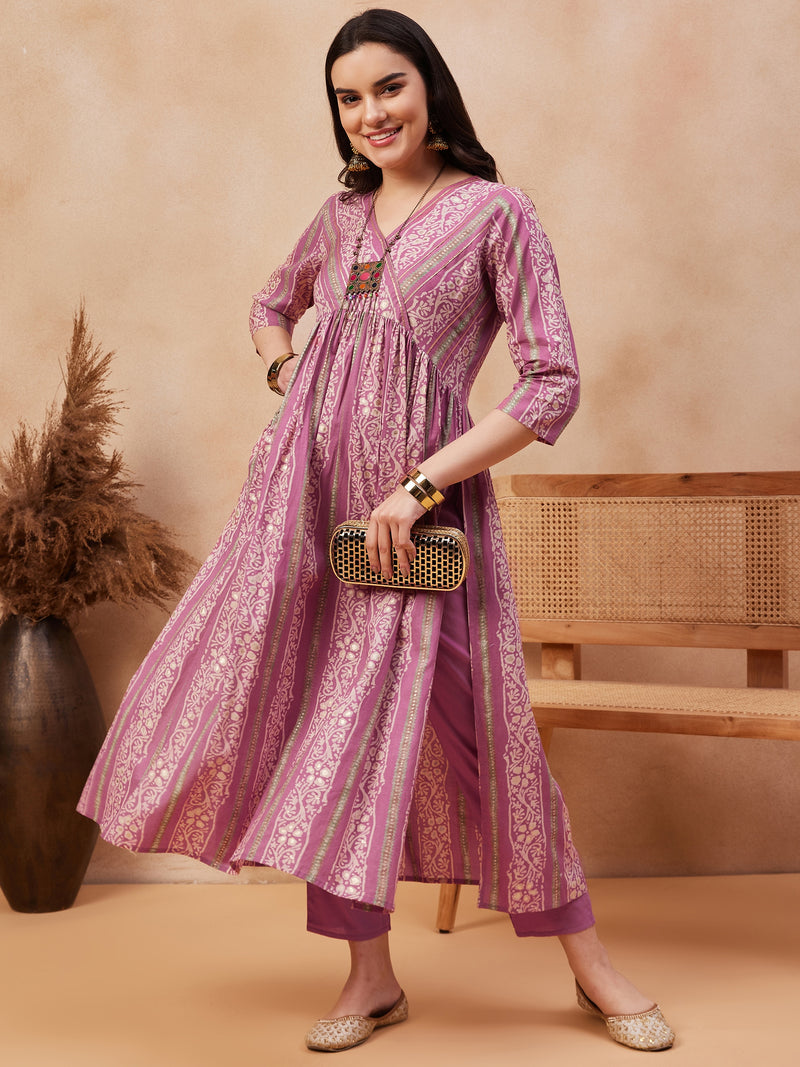 Ethnic Motifs Printed Pure Cotton Kurta With Trouser