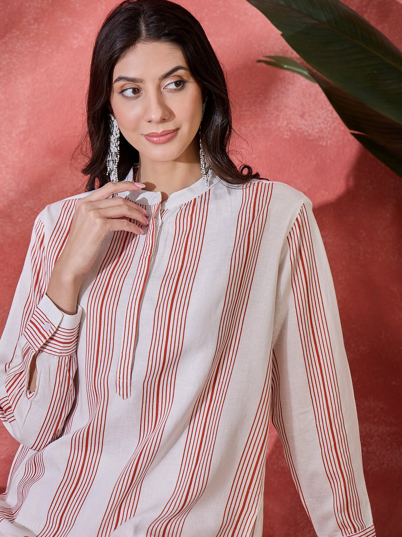 Pure Cotton Printed Oversize Shirt With Pant Co-Ords Set