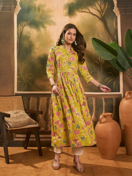 Floral Printed Anarkali Kurta