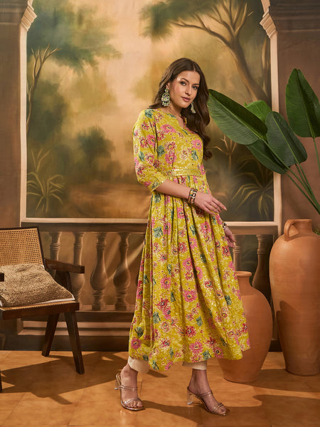 Floral Printed Anarkali Kurta