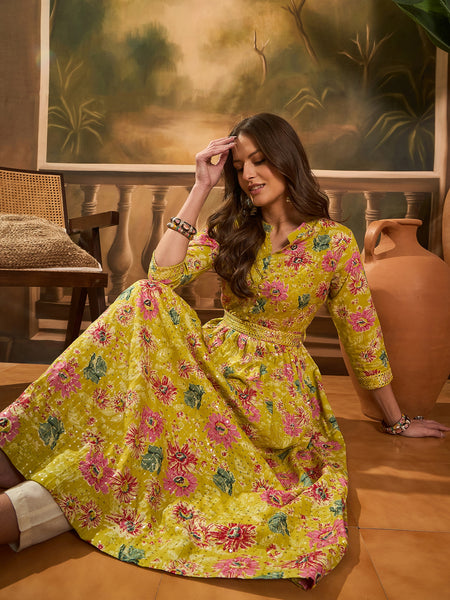 Floral Printed Anarkali Kurta