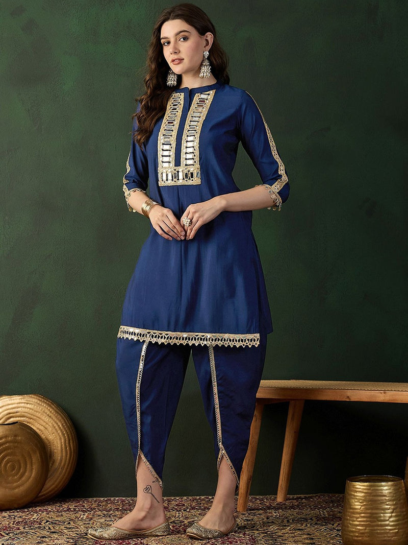 Embellished Mirror Work Tunic With Dhoti Pant Co-Ords