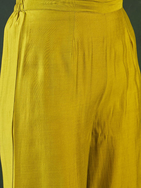 Embroidered Kurta & Palazzo With Bag Kurta Set