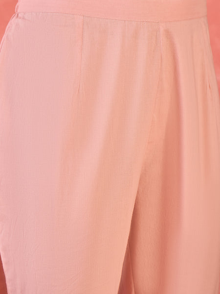 Pure Cotton Solid Straight Kurta With Trousers