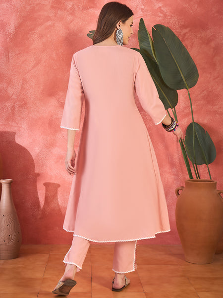 Pure Cotton Solid Straight Kurta With Trousers