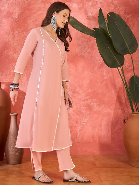 Pure Cotton Solid Straight Kurta With Trousers