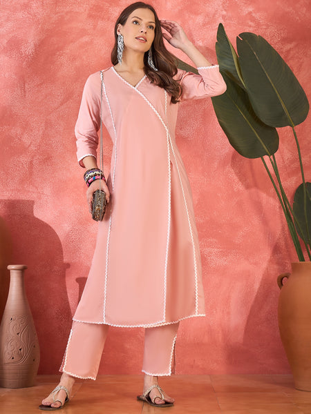 Pure Cotton Solid Straight Kurta With Trousers