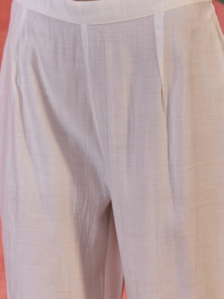 Floral Embroidered V-Neck Tunic With Pant Co-Ords Set