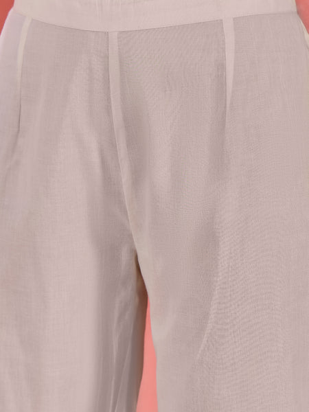 Embroidered Shoulder Straps Straight Kurta With Trousers & Dupatta