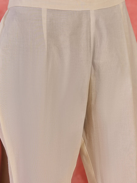 Floral Embroidered Pure Cotton Straight Kurta With Trouser & Dupatta