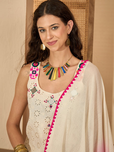 Pure Cotton Sholder Strap Straight Kurta With Pant & Dupatta Kurta Set