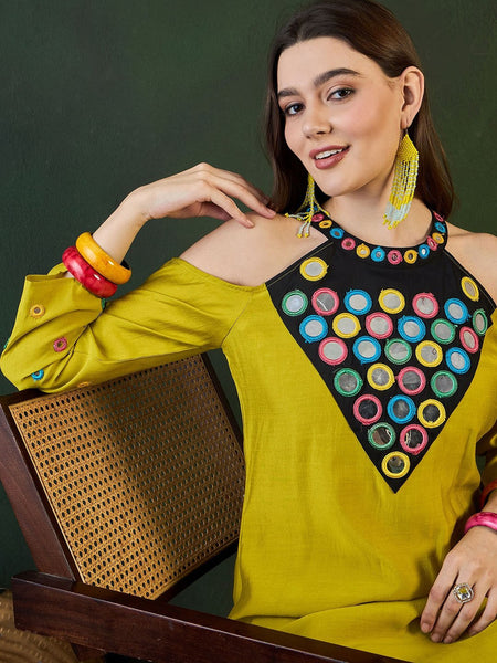 Embroidered Kurta & Palazzo With Bag Kurta Set