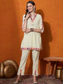 Abstract Embroidered Pure Cotton Top With Trouser Co-Ords