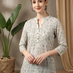 Foil Print Straight Short Kurti
