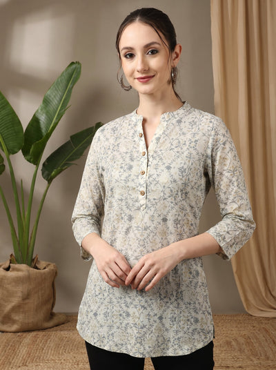 Foil Print Straight Short Kurti