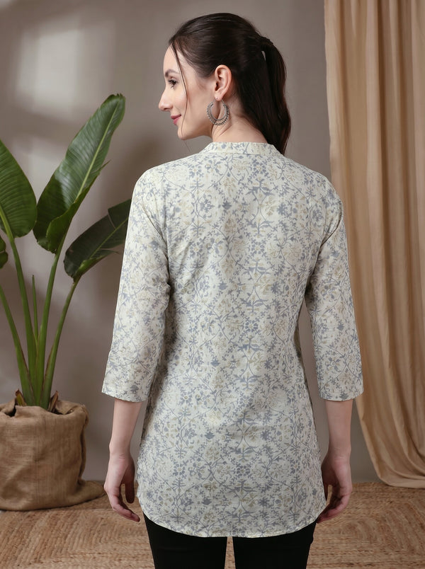 Foil Print Straight Short Kurti