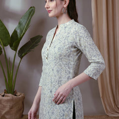 Foil Print Straight Short Kurti