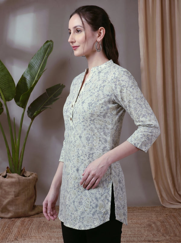Foil Print Straight Short Kurti