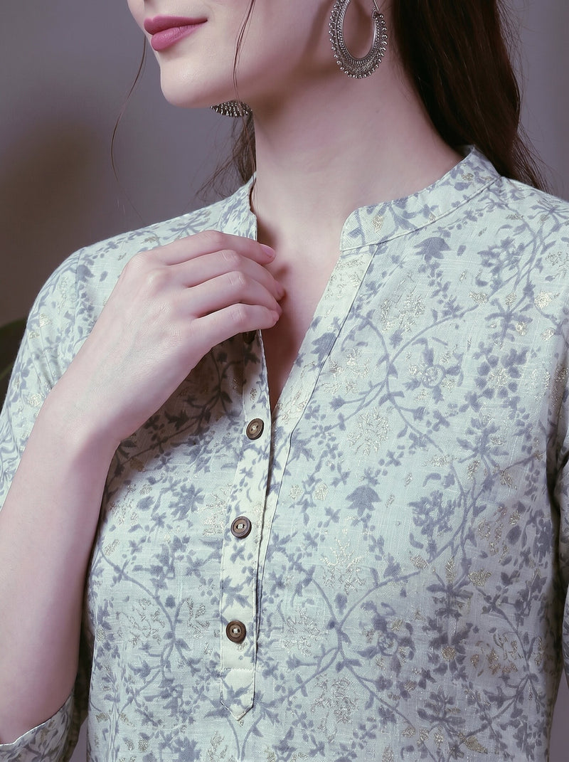 Foil Print Straight Short Kurti