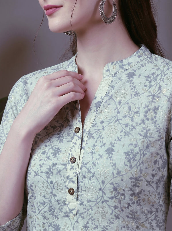 Foil Print Straight Short Kurti