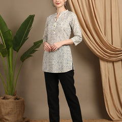 Foil Print Straight Short Kurti