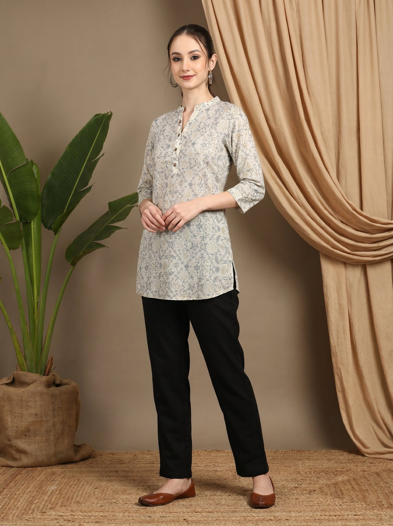 Foil Print Straight Short Kurti