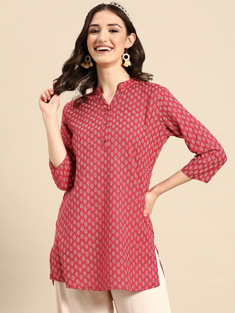 Red Floral Printed Kurti