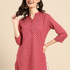 Red Floral Printed Kurti