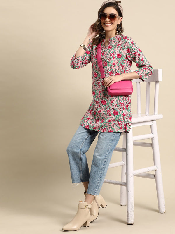 Floral Printed Straight Kurti