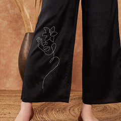 Embroidered Viscose Silk Oversized Shirt With Palazzo Co-Ords