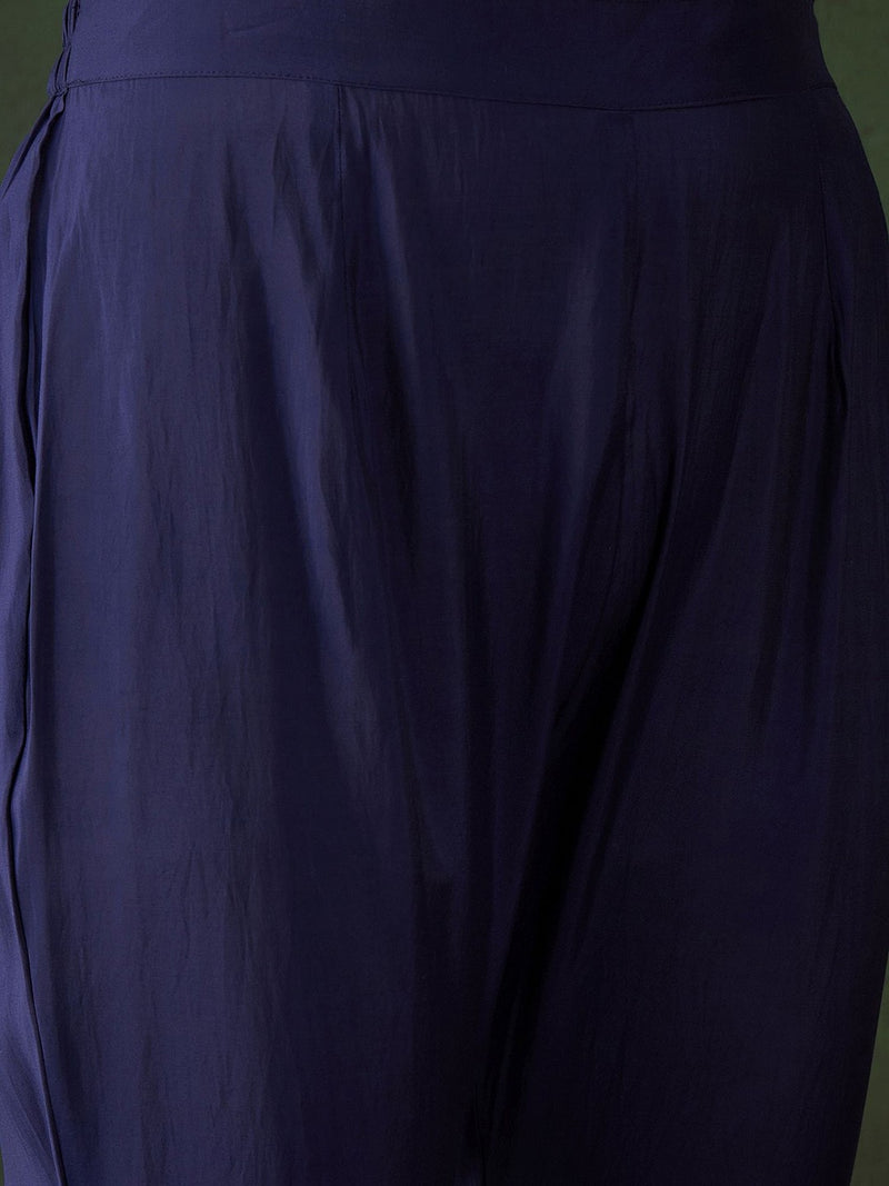 Geometric Embroidered & Mirror Work Kaftan Kurta With Trouser
