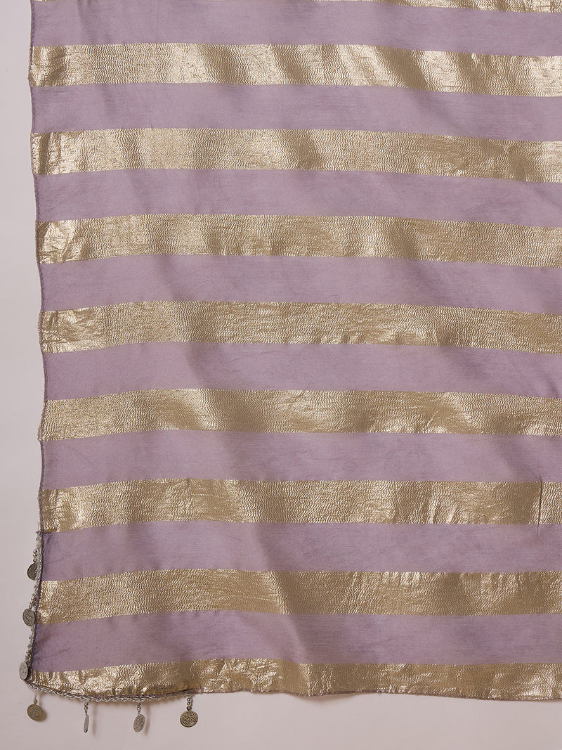 Sequin Embroidered Straight Kurta With Trouser & Dupatta