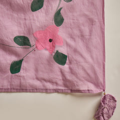 Lilac Hand Printed Schiffli Pure Cotton Kurta With Trousers & Dupatta Kurta Set