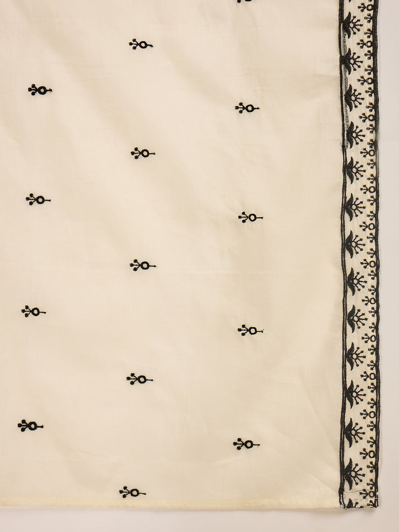 Pure Cotton Embroidered Shoulder Strap Kurta With Pant & Dupatta Kurta Set