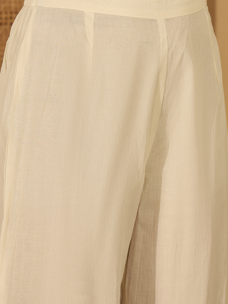 Pure Cotton Embroidered Shoulder Strap Kurta With Pant & Dupatta Kurta Set