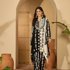 Embroidered & Printed Straight Kurta With Pant Kurta Set