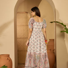 Off White Embroidered High Low Kurta With Dhoti Pant Kurta Set