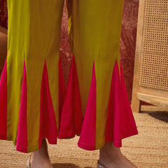 Parrot Green Embroidered Tunic With Sharara Co-Ords Set