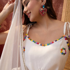 Firozi Shoulder Straps Straight  Kurta With Trouser & Dupatta Kurta Set