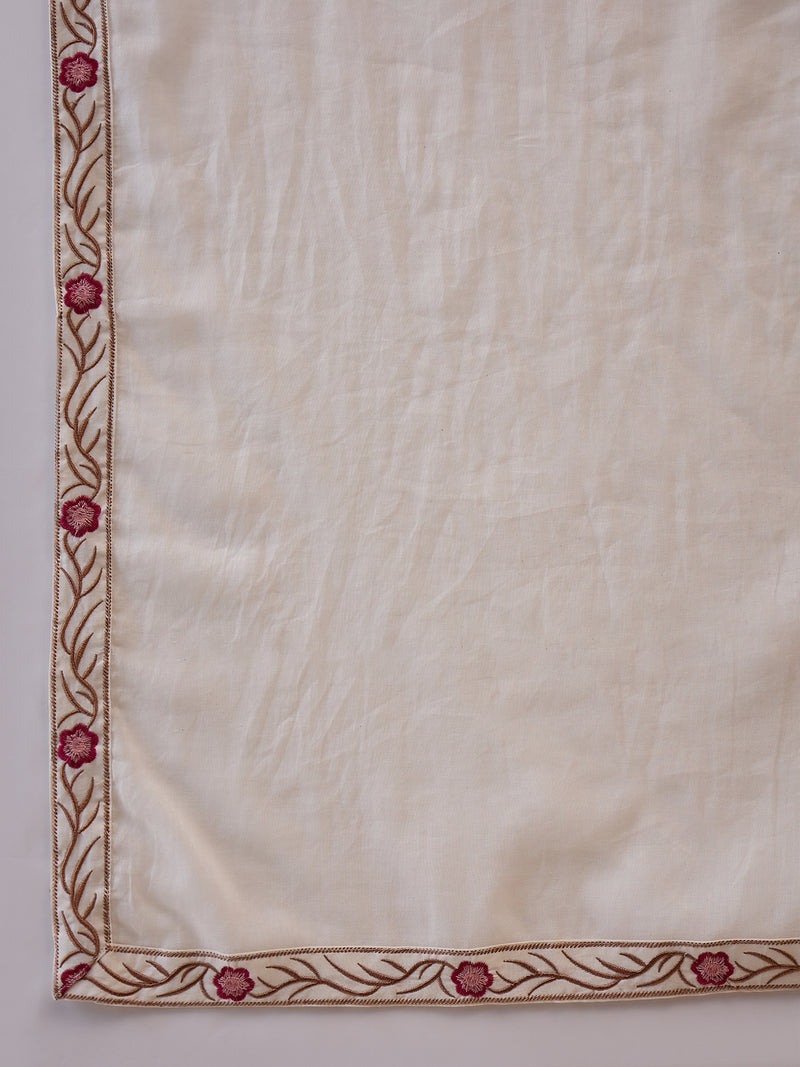 Pure Cotton Embroidered Shoulder Strap Kurta Set with Pant & Dupatta