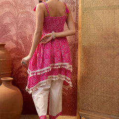 Rust Printed Shoulder Straps A-Line Kurta With Palazzo Kurta Set