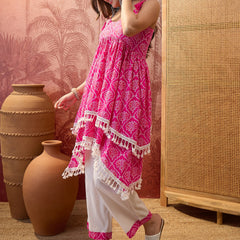 Rust Printed Shoulder Straps A-Line Kurta With Palazzo Kurta Set
