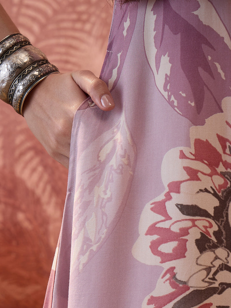 Floral Printed Shirt Collar  Pathani Kurta & Trousers Kurta Set