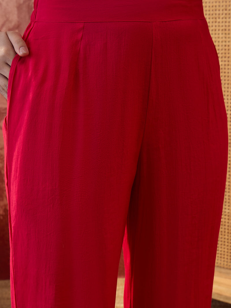 Fuchsia Embroidered Tunic With Sharara Co-Ords Set